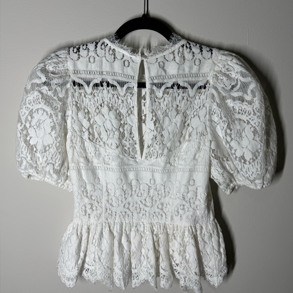 SAYLOR FERA White Women’s Lace Peplum Top Sz. S - Picture 9 of 12